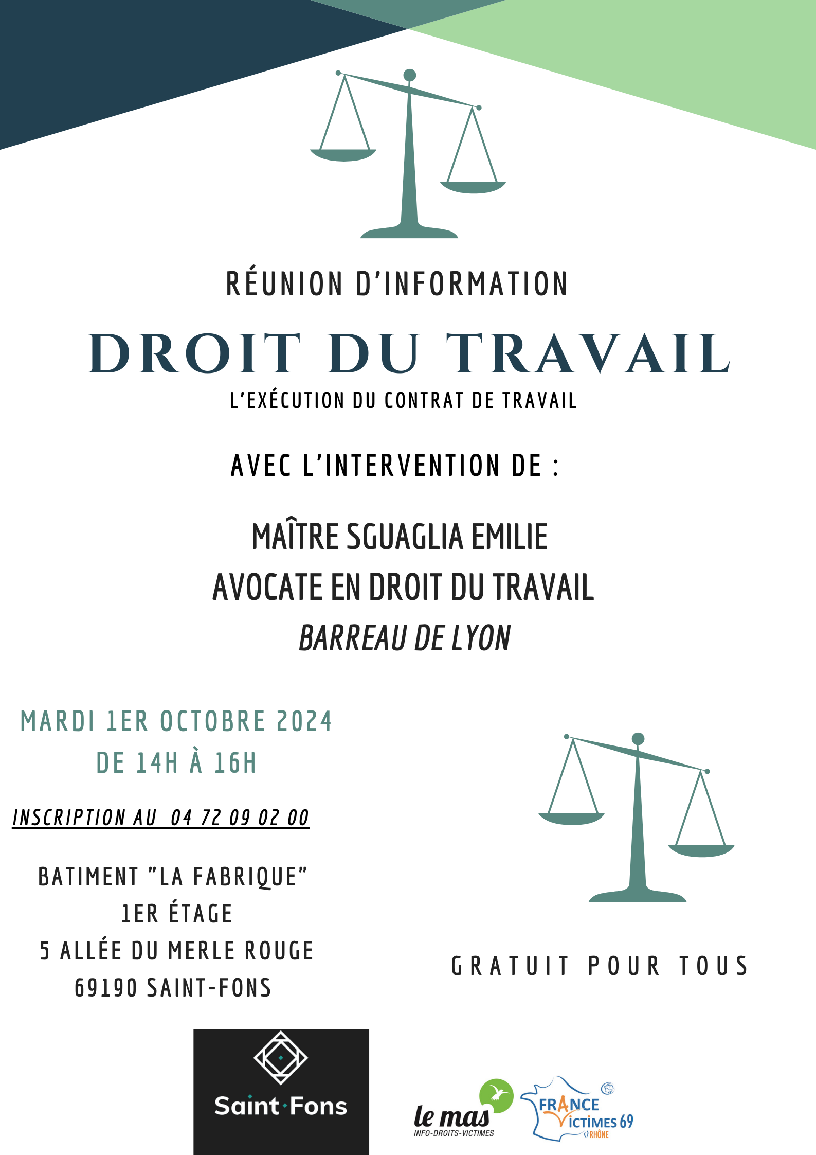 INFO-DROITS-VICTIMES : Accès au Droit / Réunion d’information – 01/10/24 Saint-Fons